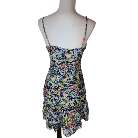 Parker Multicolor Floral 100% Silk Spaghetti Strap Mini Dress 0 NWT - Picture 3 of 9